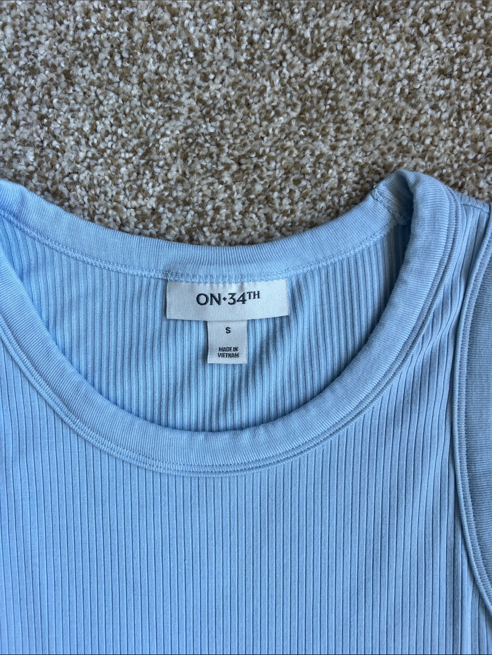On 34th Light Blue Ribbed Bodysuit - Picture 2 of 3
